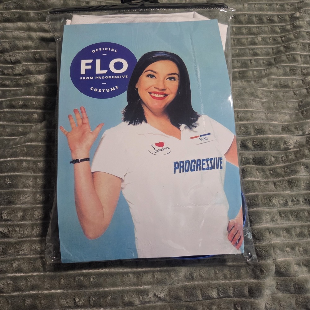Official Flo from Progressive Costume Adult Halloween Cosplay Wig Apron Set OS